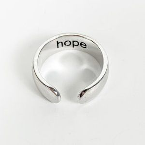 Silver Hope h Ring - Size 6